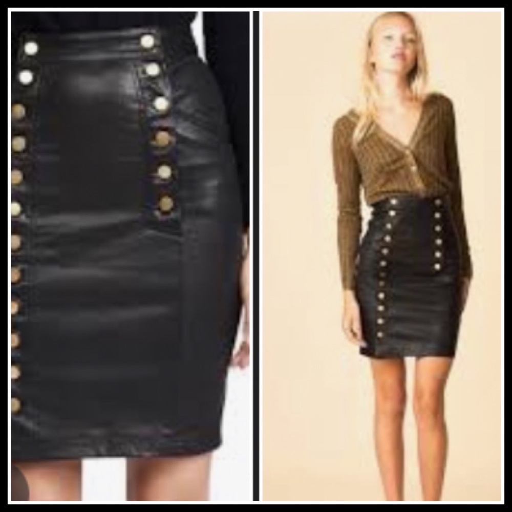 MW Lamb-Leather Ella MIDI Pencil Skirt (0-Xs) RARE - Picture 3 of 10